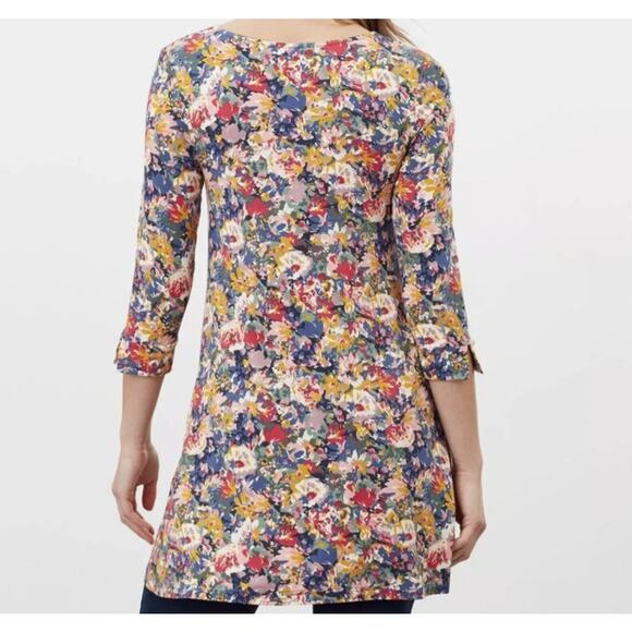 Joules Floral Hayden Jersey Tunic, Round Neck, three-quarter sleeves, size 12 - Picture 11 of 12